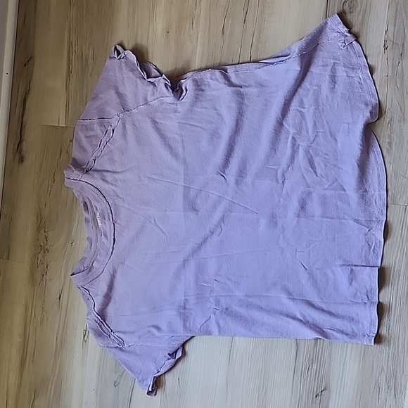 We the Free Care FP Linen Blend BF Tee size Small in Luxe Lilac - Picture 2 of 5